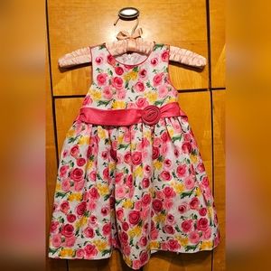 Floral Sleeveless Dress with Pink Sash